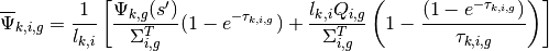 \overline{\Psi}_{k,i,g} = \frac{1}{l_{k,i}}\left[\frac{\Psi_{k,g}(s')}{\Sigma_{i,g}^T}(1 - e^{-\tau_{k,i,g}}) + \frac{l_{k,i}Q_{i,g}}{\Sigma_{i,g}^T}\left(1 - \frac{(1 - e^{-\tau_{k,i,g}})}{\tau_{k,i,g}}\right)\right]